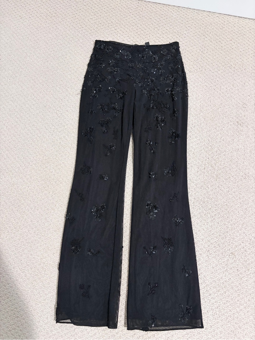 Vintage Laundry by Shelli Segal Sheer Beaded Sequin Pants Size 2